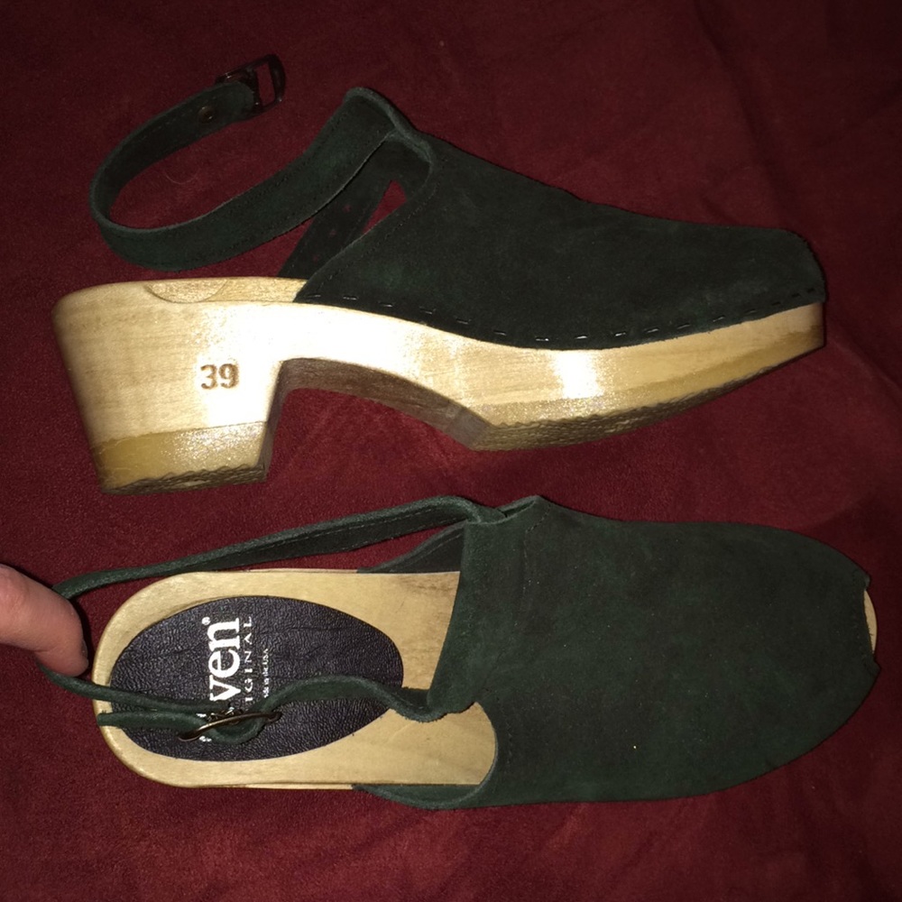 Sven halter top clog, green suede 39
